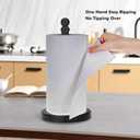 Black Paper Towel Holder Countertop, Standing Paper Towel Roll Holder for Kitchen Bathroom, with Weighted Base for One-Handed Operation, Stainless Steel in Black Matte Finish