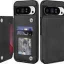 Bizzib for Google Pixel 9 Pro XL Case Leather Wallet with Card Holder, Flip Cover Kickstand Magnetic Closure Shockproof Heavy Duty Protective Case for Google Pixel 9 Pro XL,Black