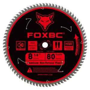 FOXBC 8-1/4 Inch Metal Cutting Table Saw Blade 80-Tooth TCG for Aluminum, Copper, Plastic, Brass, Fiberglass with 5/8-Inch Arbor