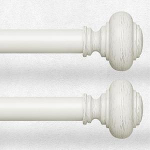 2 Pack Antique White Curtain Rods for Windows 30 to 56 Inch, Decorative Heavy Duty Single-Side Adjustable 1'' Diameter Off White Drapery Rod, Vintage Rustic Metal Curtain Pole for Farmhouse