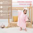 PINNKKU 3D Unicorn Hooded Towel, Ultrasoft & Absorbent Bath Towel for Babies, Infant, Toddler and Kids, Beach Poncho Towels, Gifts for Girl 28" x 55" (Pink)