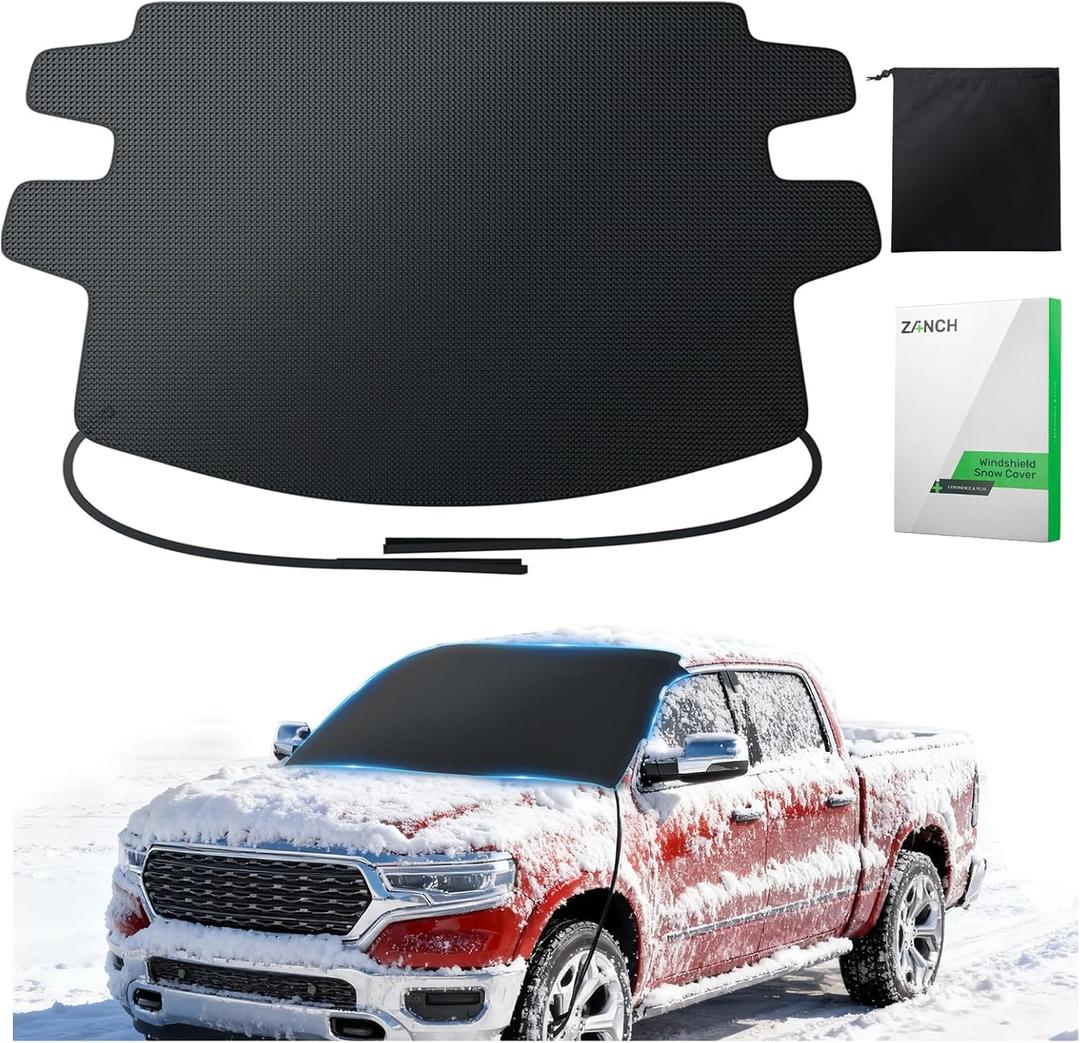 Zanch Upgrade Windshield Cover for Ice & Snow [Fast Install & Removal] 600D Oxford Fabric Against Magnetic Fit Snow, Ice, Frost, Winter Accessories - Fit for Pickup/Large SUV/MPV - (70''x54'')