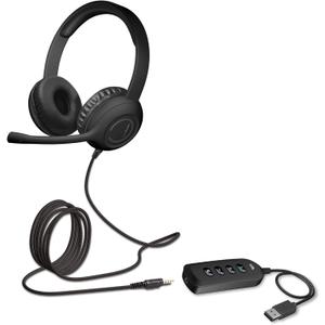 Cyber Acoustics Stereo Headset (AC-5812) with USB or 3.5mm Connection, USB Control Module, Adjustable Mic Boom for PC and Mac, Classroom or Home