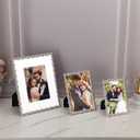 5x7 Silver Beaded Picture Frame,Cast Metal Real Glass,Velvet Back