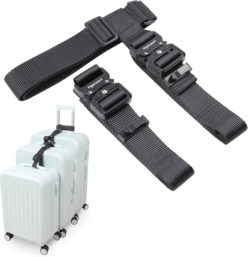 Vigorport Luggage Straps, Straps for Suitcase, Add A Bag Adjustable Attachment Accessories for Connecting Your 3 Luggage Together (1.25'' Width, M Size)