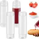 4 Pcs Squeeze Bottles Refillable 20 oz, Inverted Plastic Tip Large Valve Dispenser Condiment Squeeze Bottle for Sauces Ketchup Sour Cream Self Sealing Syrup Dispenser for Restaurants (White)