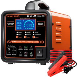 12V 24V Car Battery Charger Heavy Duty, 0-15A Automatic Battery Maintainer with Auto Shutoffs, Repair and Winter Mode, Smart Trickle Charger for Car Truck Motorcycle RV AGM Deep Cycle