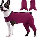 Kuoser Dog Surgery Suit for Back Legs, Dog Rear Leg Sleeve to Stop Licking, Female Spay Recovery Suit for Dogs After Surgery, Pet Puppy Surgical Pants Onesie for Abdomen Wounds Skin Disease (Medium, Purple)