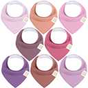 8-Pack Organic Baby Bandana Bibs for Girls - Super Absorbent Triangle Baby Bibs for Drooling and Teething Infant, 100% Cotton Extra Soft for Newborn, Infant 0-36 Months (Lilac)