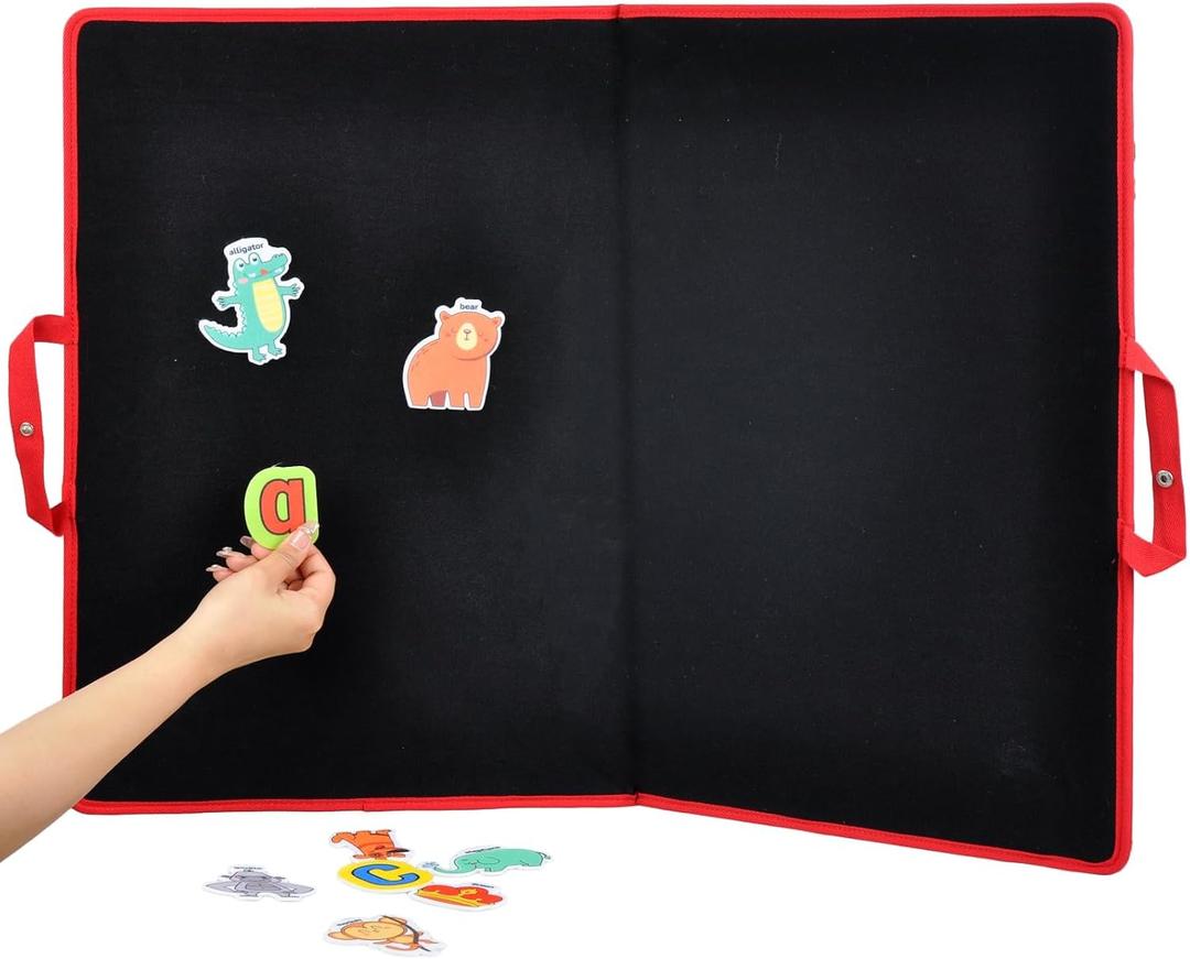 CHEFAN Large Felt Flannel Board 31.5 * 23 in, Foldable Freestanding Story Learning Board for Toddlers, Double-Sided Use for Preschool Classroom, Multi Felt Pieces Can Be Used, Gifts for Kids, Extra Large
