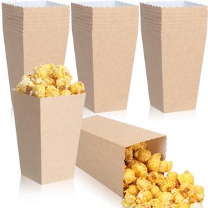 150 Pcs Mini Popcorn Bucket Bags Bulk Disposable Popcorn Boxes 4.57 Inch Tall, Cardboard Cups Container for Movie Theater Dating Birthday Party(Kraft Style)