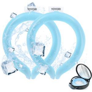 2PCS Neck Cooling Tube with Cold Insulated Bag, Reusable Ice Neck Ring Wearable Body Cooler Products for Summer Heat (Blue*2)