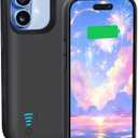 Battery Case for iPhone 17 / iPhone 16 Pro, 5000mAh Rechargeable Extended Battery Charging/Charger Case, Add 100% Extra Juice (6.3 Inches) Black