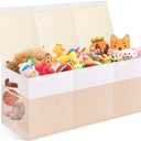 Extra Large Toy Storage Box with Lid, Collapsible Sturdy Toys Chest Storage Organizer Bin Basket with Divider for Kids, Boys, Girls, Closet, Playroom, Bedroom, Nursery, 40"X14"X16", Beige & White