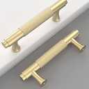 Coinkoly 10 Pack 3 Inch(76mm) Gold Cabinet Pulls Knurled Kitchen Cabinet Handles Drawer Pulls Cupboard Brushed Gold Hardware for Cabinets