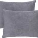 2 Pack Small Pillow, 16 X 12 Inches, Memory Foam Mini Pillow for Travel, Camping, Sleeping, Nap and Neck, Knee, Lumbar Support, Tiny Cushion for Pet, Dogs (Grey)