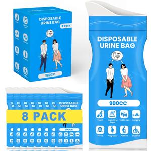 Disposable Pee Bags, 900ML Urine Bags for Women Men, 8/12/24 Pack Emergency Portable Urinal Bag and Vomit Bag Female Urinal Bags for Travel, Camping, Traffic Jams, Patient, Pregnant