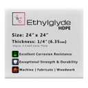 Ethylglide Natural 24" x 24" x 1/ 4" HDPE Sheet (High Density Polyethylene) Plastic Polymer PVC. Great for DIY Projects and Cutting Boards and Marine Board Applications. Nominal Cut Within +(-)1/ 8"
