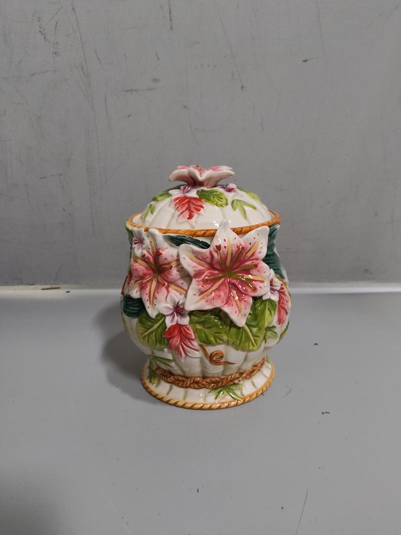 KaAfaL Sugar Jar Container 2500Ml Ceramic Vintage Drum-Shaped Garden Sugar Pot With Lid, Seasoning Box For Sugar Storage Bowls At Home