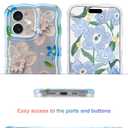Jusy Compatible with iPhone 12, Colorful Retro Oil Painting Printed Flower Laser Glossy Pattern Cute Curly Wave Phone Case Soft TPU Cover for Girly Women - Blue Flower