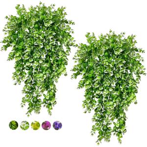 Lakiyfye Vine Plant Fake 4 Pcs Ferns Plants White Large Faux Artificial Hanging Plants Wall Plants Fake Ivy Room Decor Home Garden Wedding Party Indoor Outdoor Decorations(White)