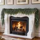 PABREY 1 Pcs 9 FT Real Touch Faux Cedar Garland, Realistic Artificial Thick Green Christmas Greenery Cedar Garland for Mantle Table Stairs Wall Outdoor Indoor Christmas Decorations