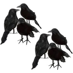 ZODIFEVI Bonarty 6X Real Touch Black Feathered Crows Flying Birds Halloween Decorations Raven Prop Outdoor Crows Halloween Decor Raven Statue Fake