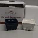 Ceramic Berry Basket, Farmhouse Colander, Farmers Market square Bowl. Rustic Kitchen decor fruit bowls, Fruit Baskets, Bleu White and Blueberry pattern Stoneware Harvest Bowls Set of 4