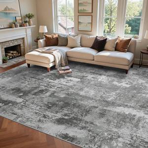 8x10 Ft Large Area Rugs for Living Room, Soft Non-Slip Washable Rugs Modern Abstract Pattern Carpet for Bedroom Indoor Floor Nursery Home Decor (Dark Grey)
