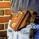 Multitool Sheath for Belt - EDC Pocket Organizer | Leatherman Holster | Leather Multitool Pouch with Pen Holder, Flashlight Sheath and Key Fob Clip | Handmade Leather EDC Organizer (Brown)