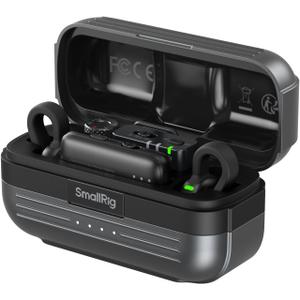 SmallRig Wireless Mic S70 (2 TX + 2 RX + Charging Case), USB-C and 3.5mm Jack Compact Wireless Microphone for Android Phone/Action Camera, 48h Use, Noise Reduction Record for Vlog (Black)