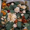 Ling's Moment Fall Flower Garland - 6FT Eucalyptus & Rose - Sweetheart Table Decor for Wedding Reception, Artificial Floral Garland for Mantle, Thanksgiving, Christmas Decoration, Sunset Terracotta