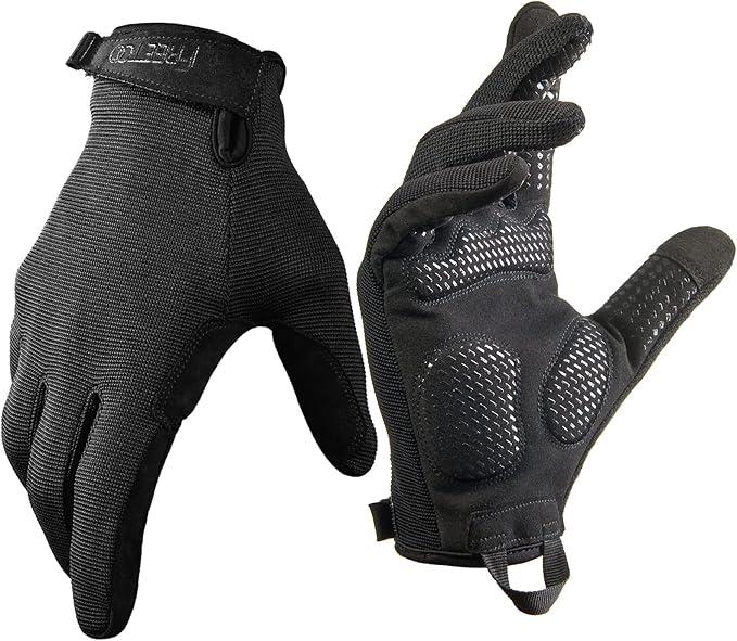 FREETOO Full-Finger Workout Gloves for Men, Padded Gym Gloves with Excellent Grip and Palm Protection, Large