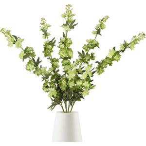 IPOPU Sage Green Delphinium Artificial Flowers 5PCS Silk Larkspur Realistic Faux Snapdragon for Vase, Wedding Centerpieces, Home Table Party Decor