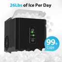 Aeitto Ice Makers Countertop, 9 Ice Cubes Release in 6 Mins, 26Lbs/24H, 2 Sizes of Bullet Ice Machine,Self-Cleaning Portable Ice Maker with Ice Scoop and Basket for Home Kitchen Office Bar RV, Black