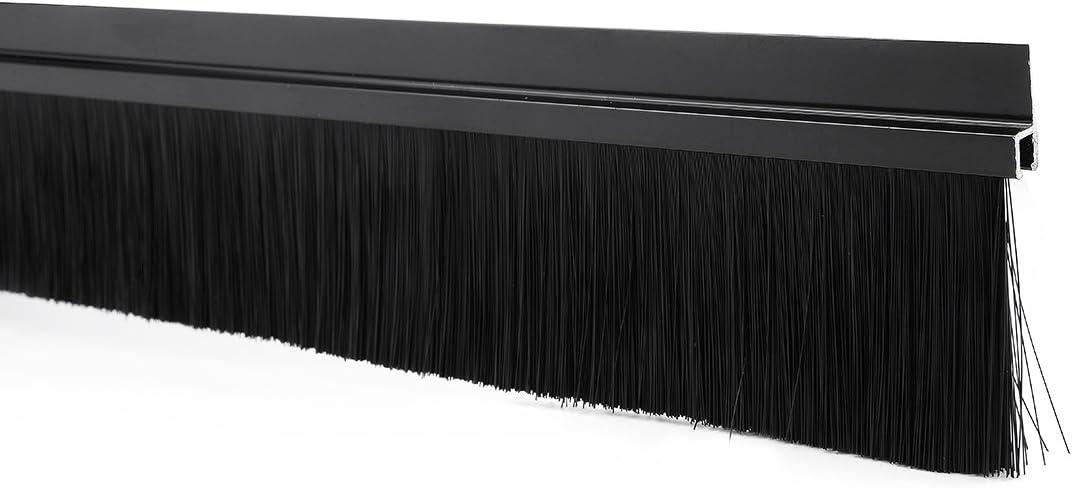 Uxcell Door Bottom Sweep H-Shape Aluminum Alloy Base with 2-inch Black Nylon Brush 39-inch x 2.8-inch