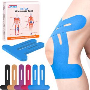 Precut Kinesiology Tape for Knees, 10 Strips - Knee Support & Stability, Knee Pain Relief Athletic Tape - Waterproof & Elastic, Breathable Hypoallergenic Latex-Free Tape, Blue