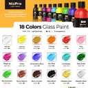 Nicpro 18 Colors Acrylic Glass Paint Set (8.45 oz, 250 ml) Large Bulk Enamel & Ceramic Painting Supplies Kit for Wine Bottle Glass Jars Windows with Sponge & Art Knife, Opaque Gloss Finish