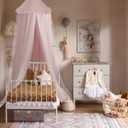 little dove Bed Canopy with Star Lights, Double Layer Canopy for Bed, Princess Play Tent for Girls Room, Breathable Bed Curtain for Children Reading Nook, Machine Washable, 25.6''x106'', Pink