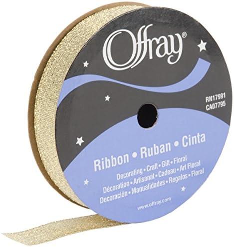 Offray Galena Craft Ribbon, 5/8-Inch x 12-Feet, Gold