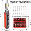 Magnetic Ratcheting Screwdriver Set, 180 Degree Adjustable screwdriver,Holding Up To 47 Bits with Phillips Slotted Hex Torx Bits, 48-Tooth Ratcheting Screwdriver for Small Spaces