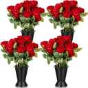 Roshtia 4 Set Derby Day Party Run for the Roses Centerpieces Horse Racing Party Potted Artificial Red Rose Flowers Racehorse Themed Tabletop Supplies