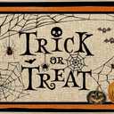 Halloween Trick or Treat Welcome Doormat, Spider Web Doormats Spooky Holiday Decor Front Door Mat Non-Slip Entrance Mat Low Profile Kitchen Floor Rug Decor for Home Patio 17 x 29 Inch