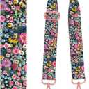Purse Strap Replacement Crossbody, 1.5" Rose-Golden Buckle Wide Shoulder Strap Adjustable, Cute Handbag (Colorful Cute Flowers)