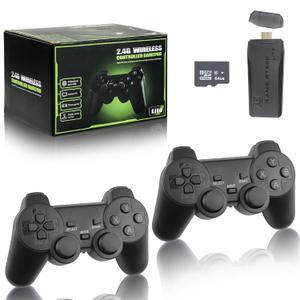 PGYFDAL Upgrade Wireless Retro Game Console Stick Built in 20000+ Games with 18 Emulators, 4K HDMI Output Nostalgia Plug & Play Retro Gaming Stick with Dual 2.4G Wireless Controllers64GB