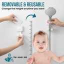 TAILI Shower Head Holder Suction, Handheld Shower Head Bracket, Height Angle Adjustable Wall Mounted, Bathroom Showerhead Holder Removable No Drilling Waterproof, Square Suction Cup, White