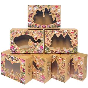 qiqee Christmas Bow Cookie Boxes with Window 24packs 6x8x2.7 Inch Bakery Box Pastry Box for Christmas