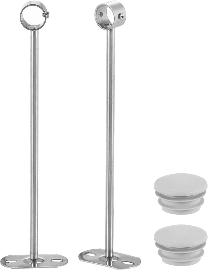 uxcell 4Pcs 300mmCloset Rod Support Bracket, Rod Holder Wardrobe Accessories Clothes Rail Seat for Bedroom Bathroom, Silver