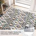 3x5 Rug for Living Room, Washable Black Area Rug, Boho Moroccan Geometric Trellis with Vibrant Hues Non Slip Rug for Large Kitchen, Bedroom Bedside, Entryway,Low Pile Ultra Soft Small Carpet