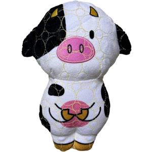 Bite Force -Durable & Strong Dog Toy Cow with Squeaker, Kevlar-Reinforced for Aggressive Chewers for Small Medium Large Dogs - White and Pink.